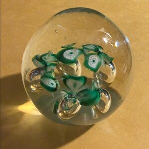 Green and Clear Glass Paperweight